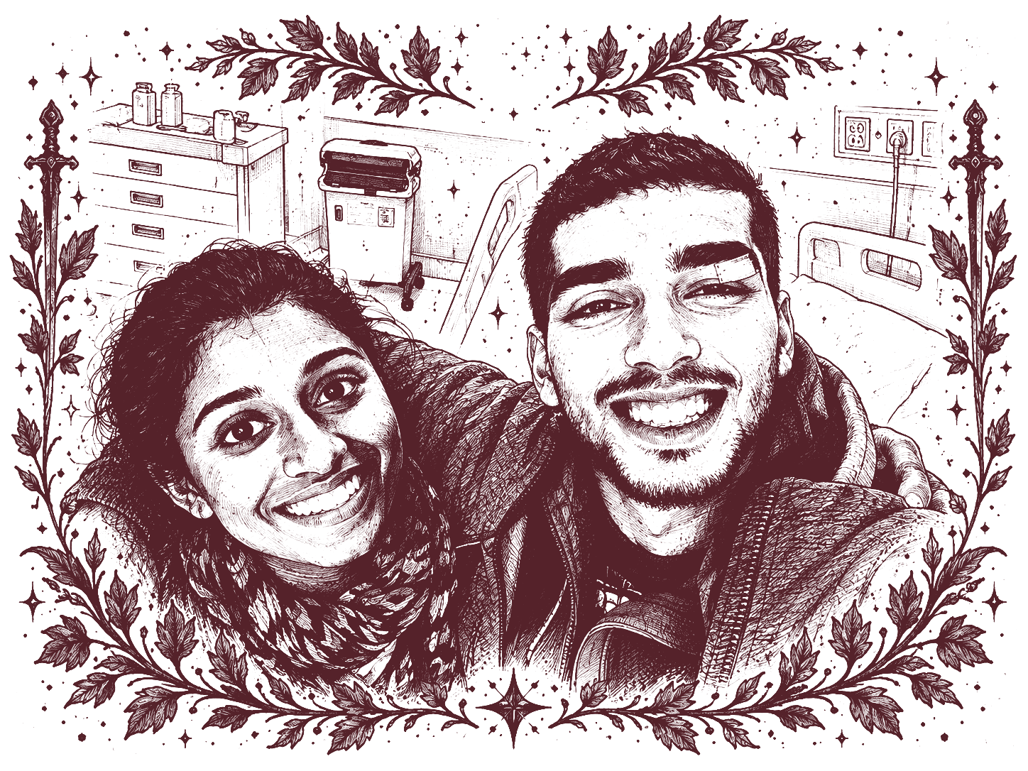 Illustration of their first date in the hospital after Pryangka elbowed Shashaank.