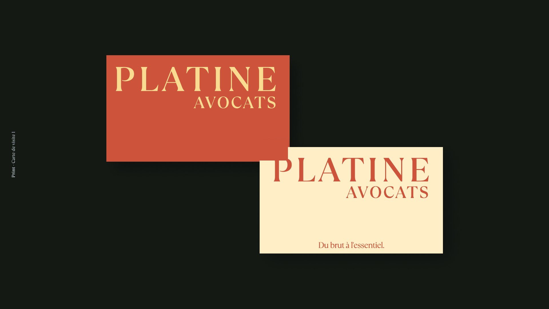 Cartes de visite Platine Avocats terracotta et crème