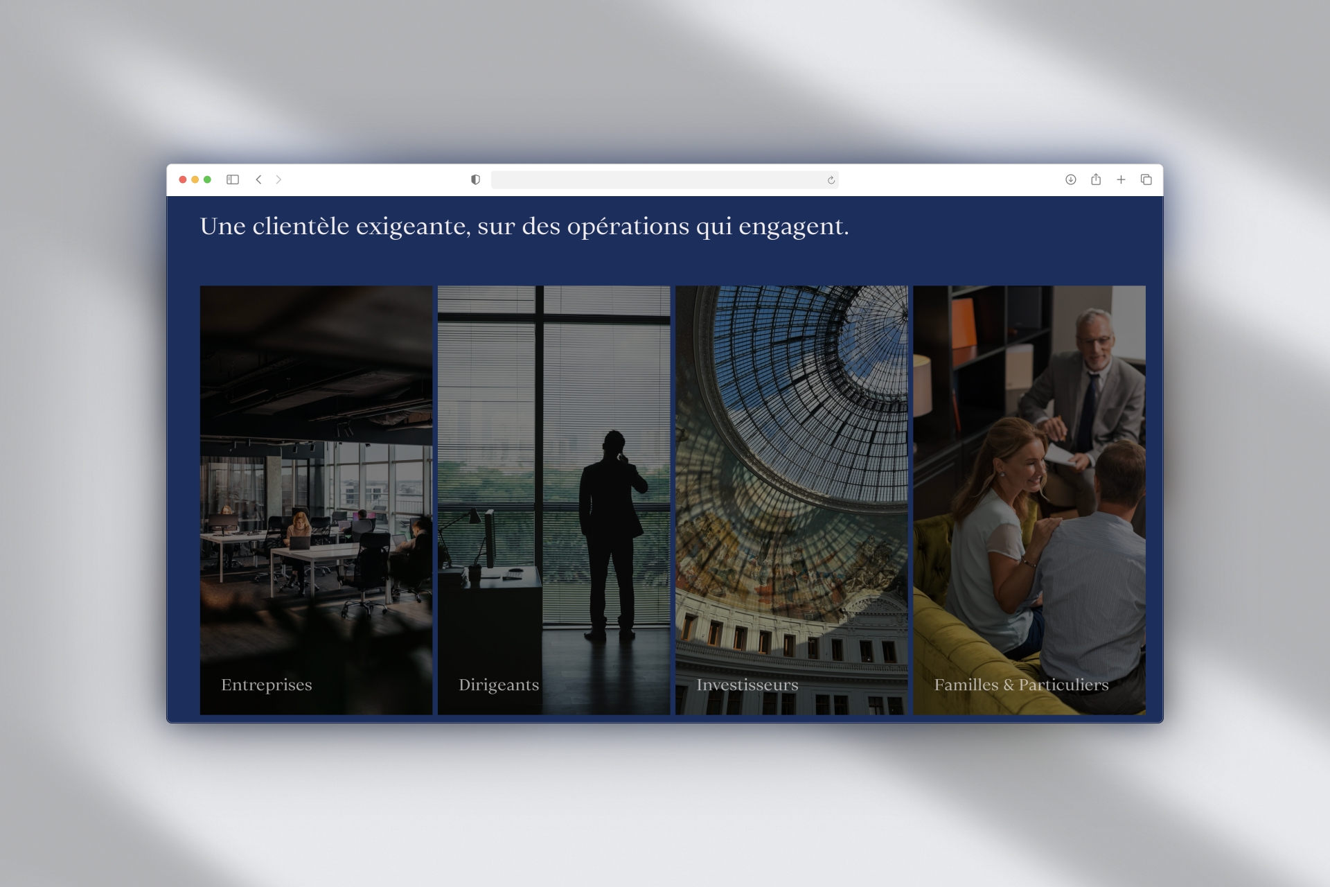 Section clientèle du site Lasry & associés : entreprises, dirigeants, investisseurs, familles et particuliers