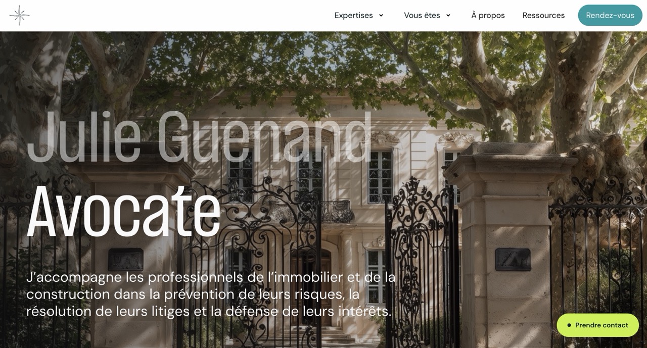 Page d'accueil du site de Julie Guenand Avocate