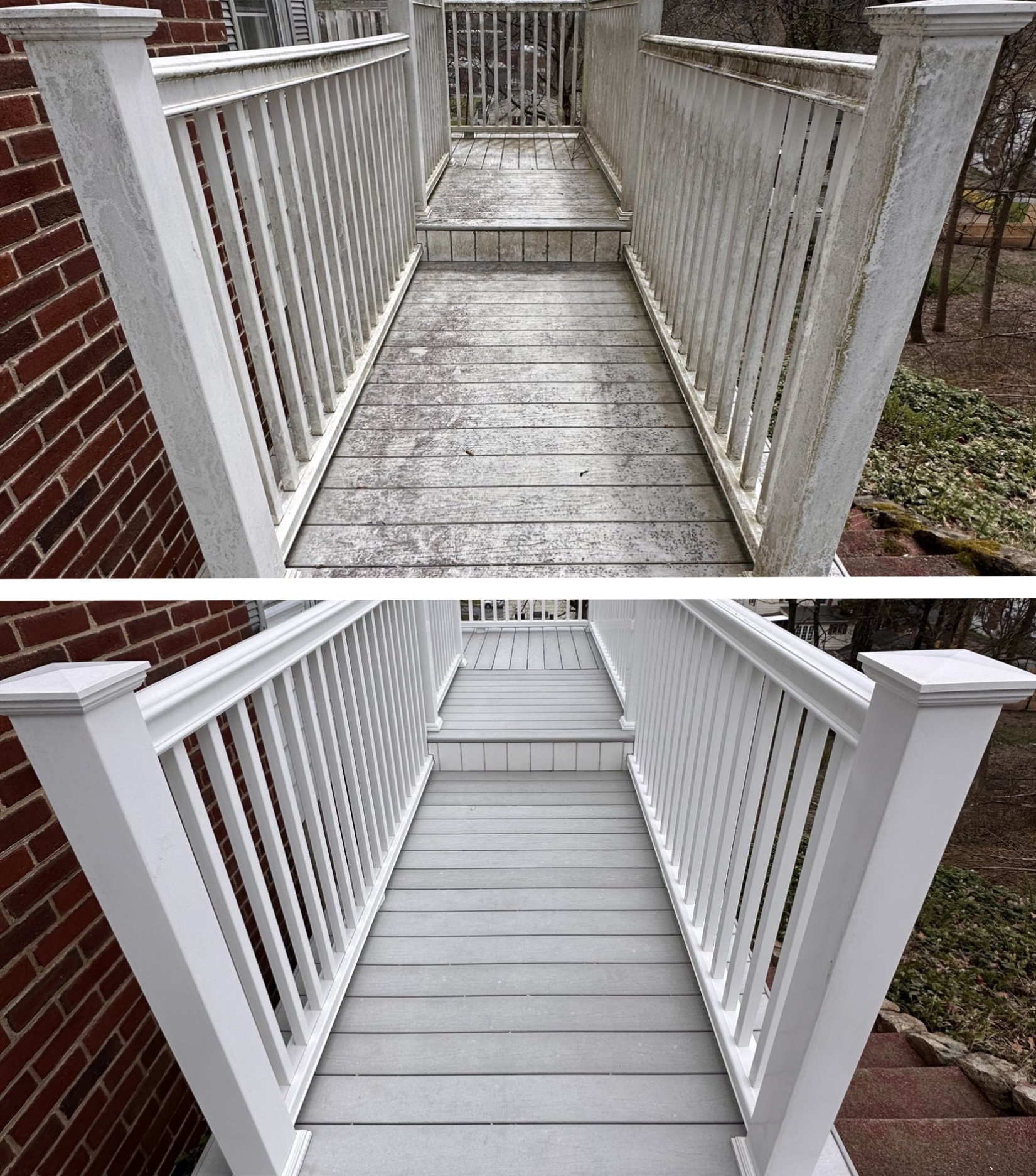 Wood deck restoration before and after in New Jersey