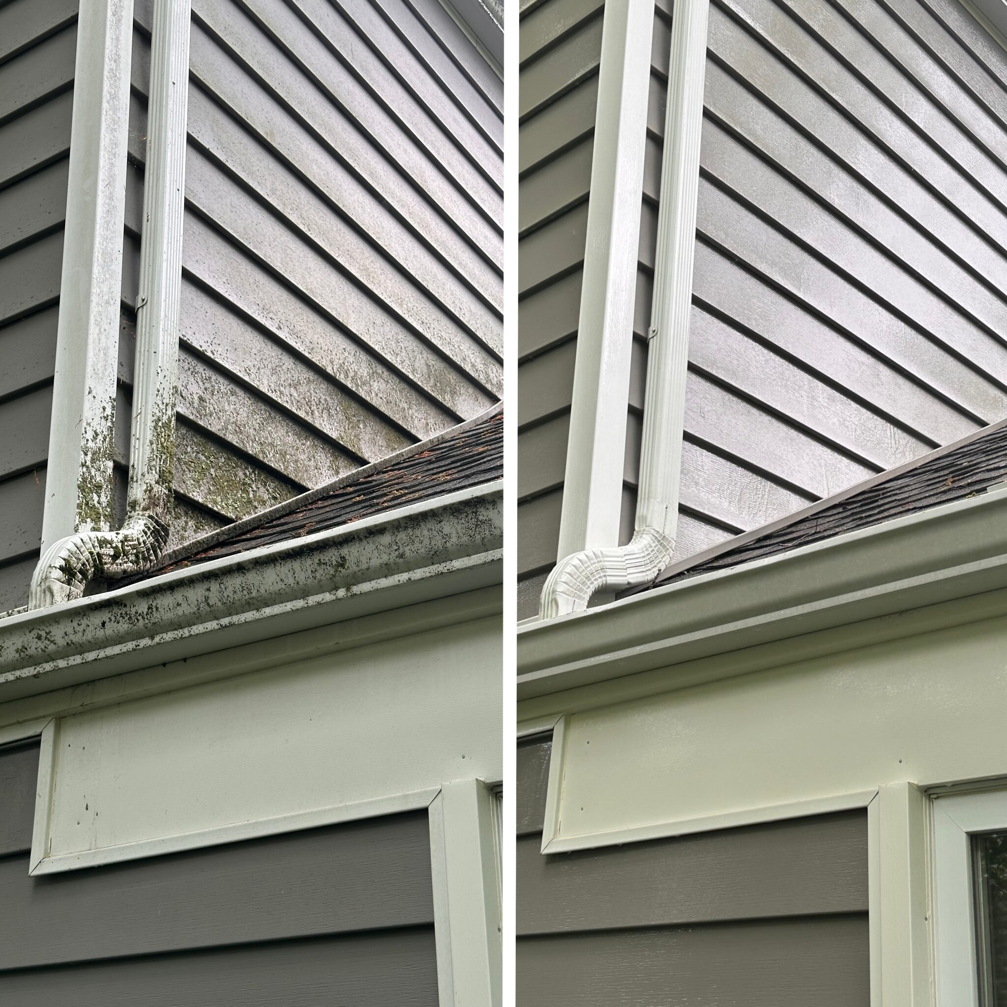 Gutter brightening before and after