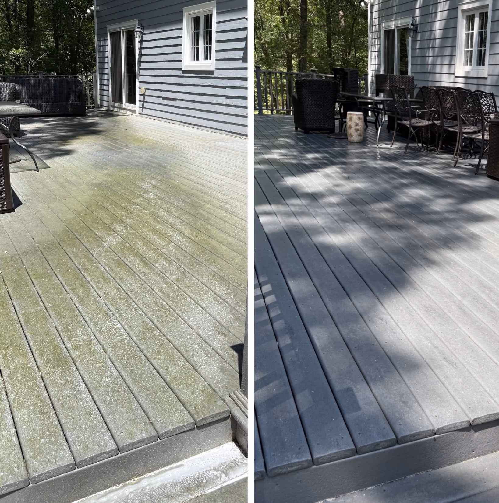 Deck cleaning before and after in New Jersey