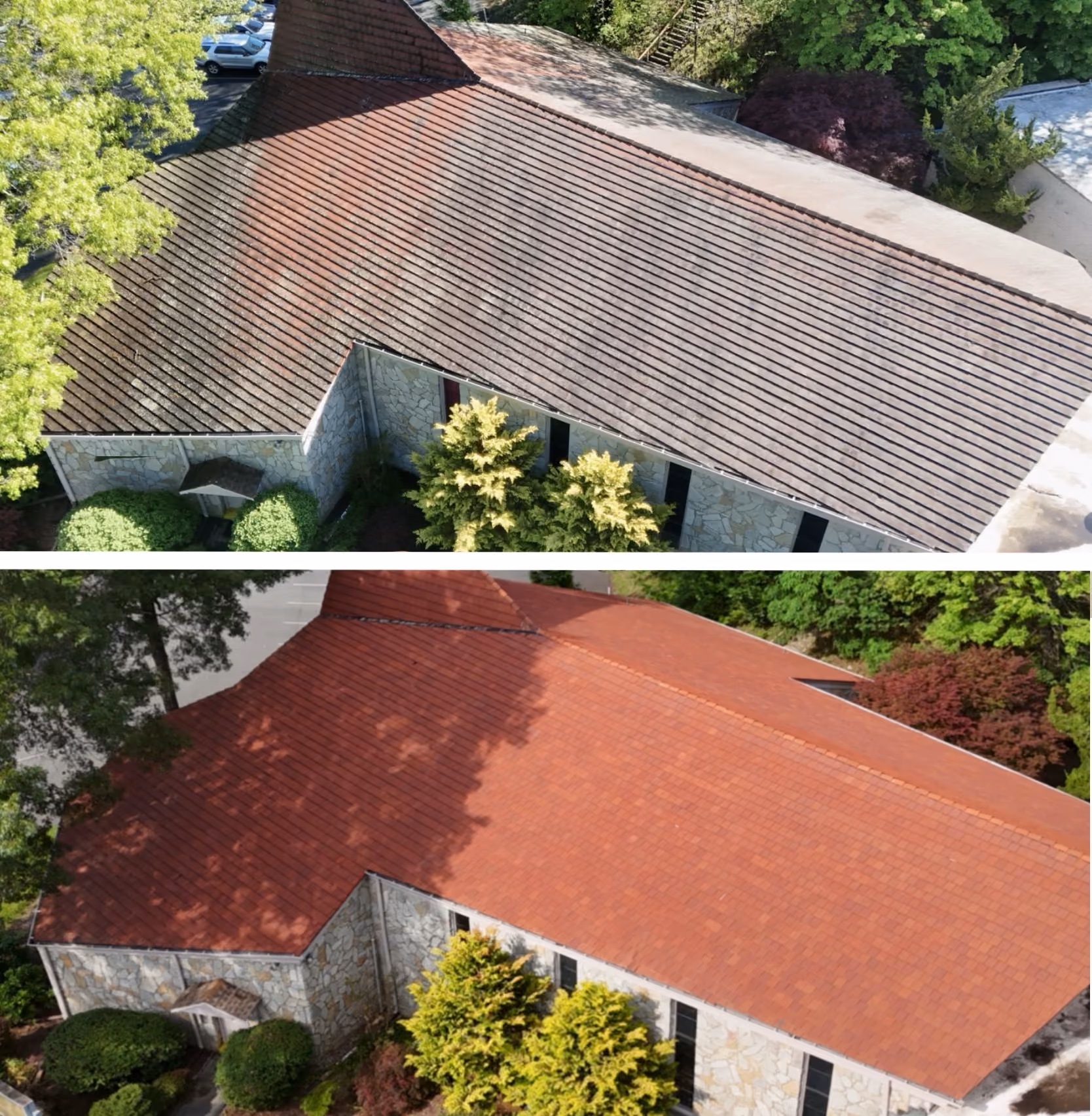 Roof black streak removal before and after in New Jersey