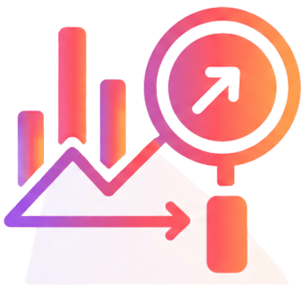 Graph showing upward arrow signifying growth or progress with bars and a mountain shape.