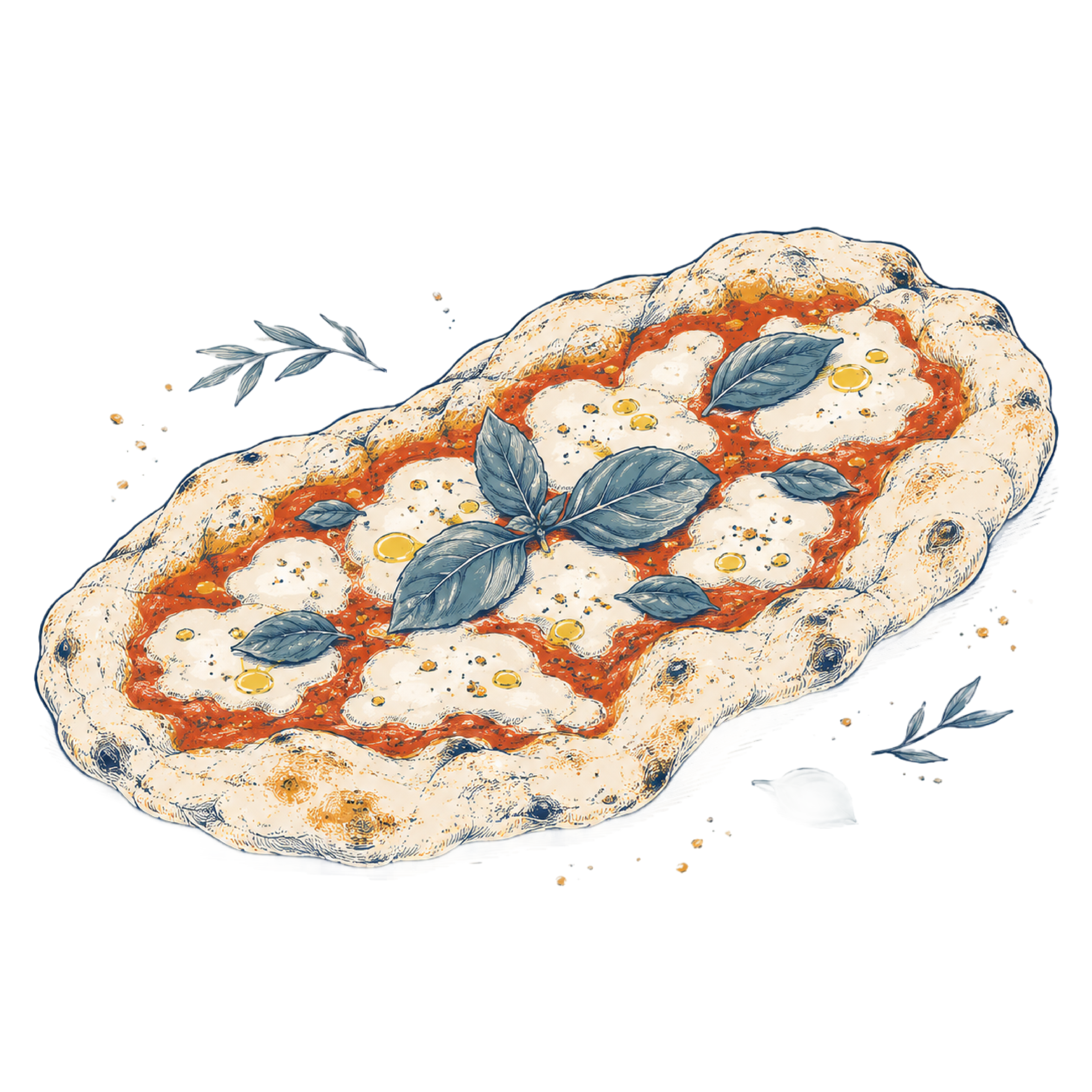 Pinsa Romana met tomatensaus, mozzarella en verse basilicum