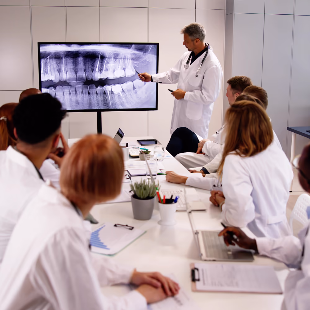 Dentists at a hands-on implant surgery training course