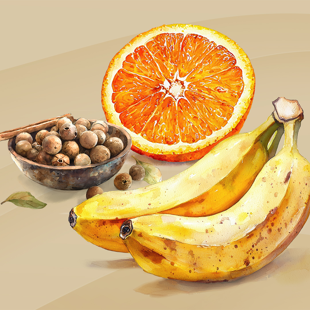 Ripe Banana
Allspice
Fresh Orange
