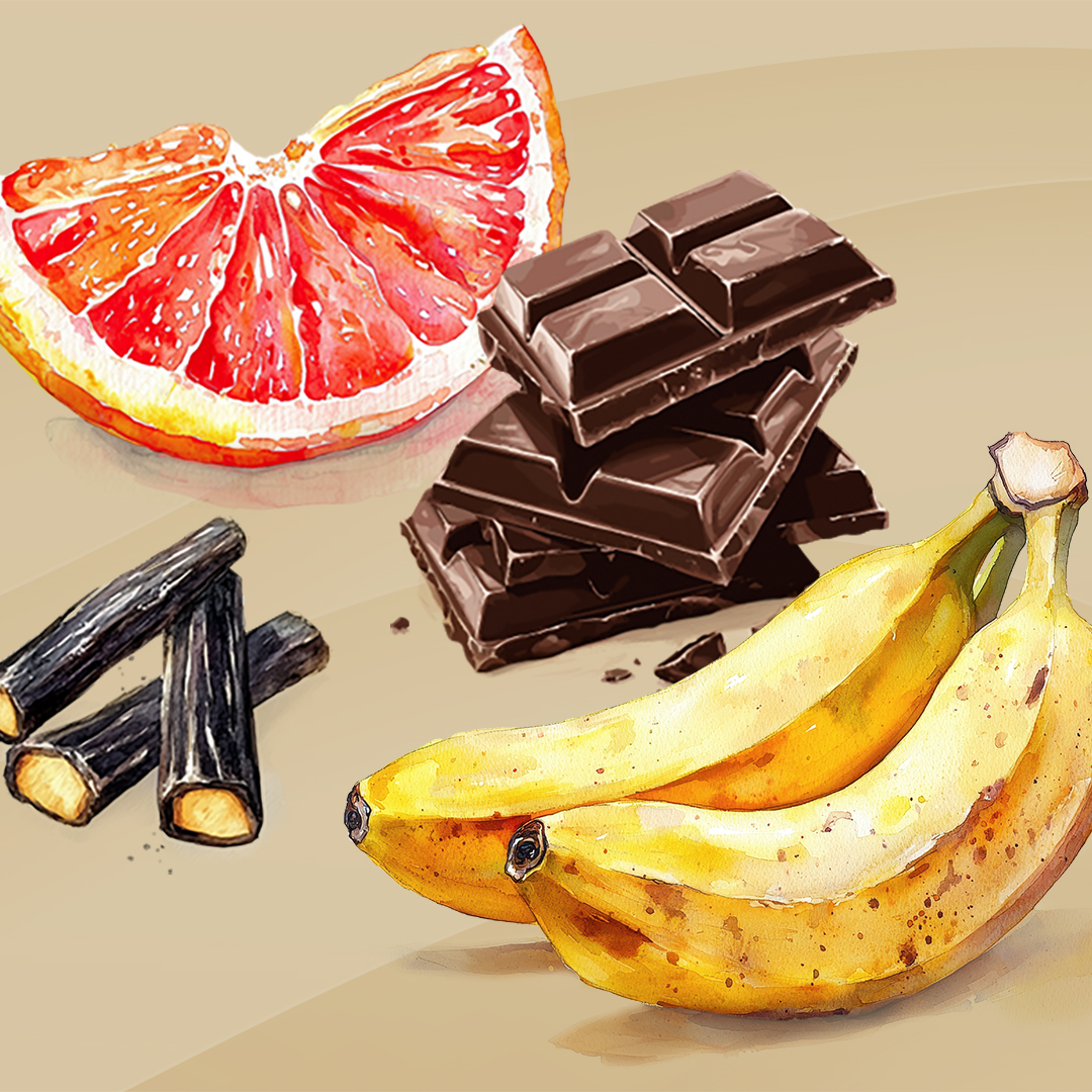 Dark chocolate
Black liquorice
Overripe banana
Red grapefruit
