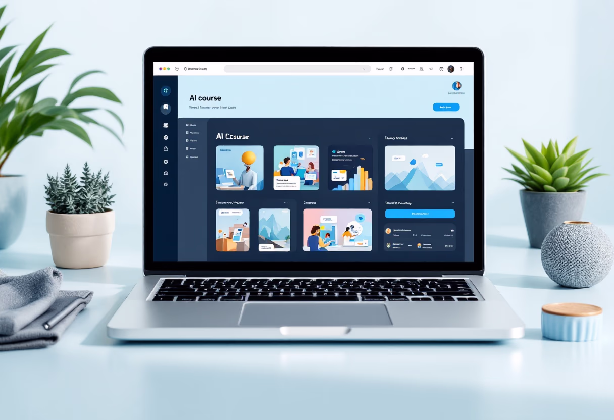 image of ai course modules on screen
