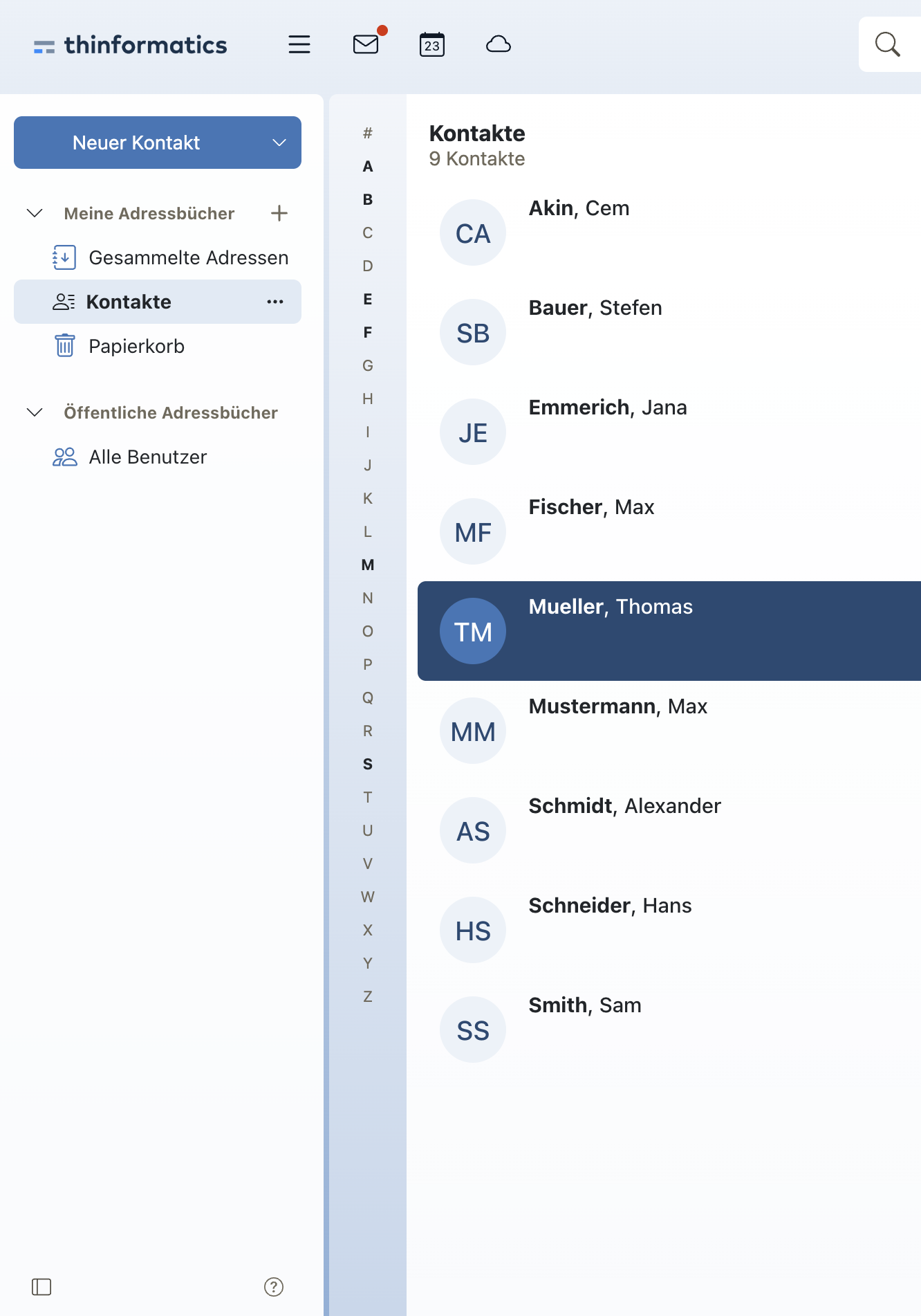 Kontakte im Notfallsystem