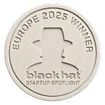 Silver medal with black hat logo labeled Europe 2025 Winner Startup Spotlight.