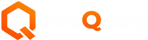 Abstract orange and lime-green geometric shapes on a white background, associated with SecQube, 100% in Azure, in your datacenter. data is not moved nor stored outside of host Azure DC.
