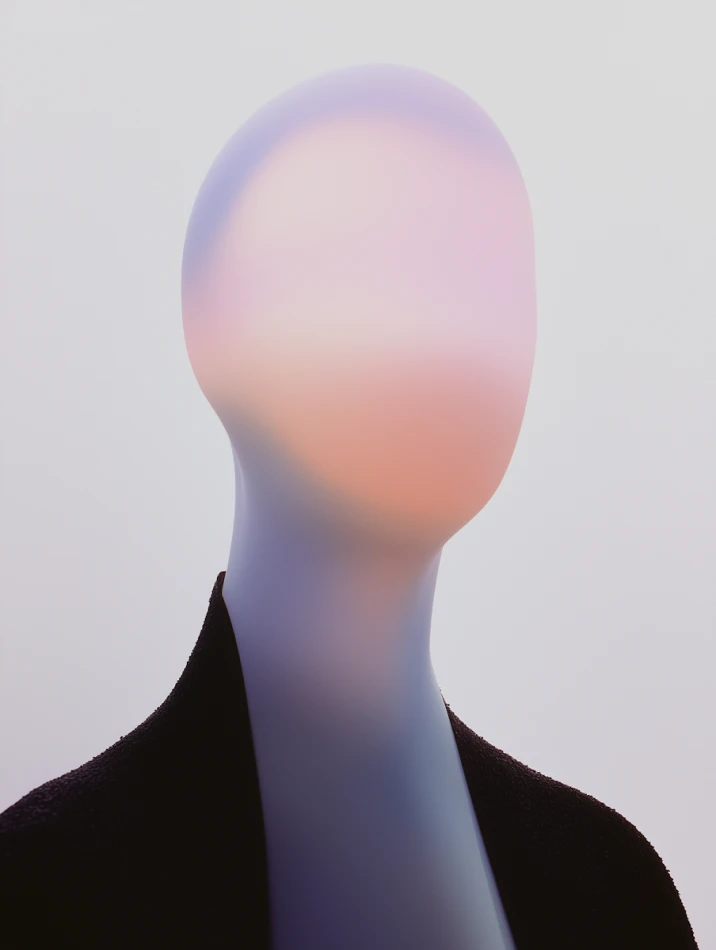 Minimal faceless portrait with soft gradients.