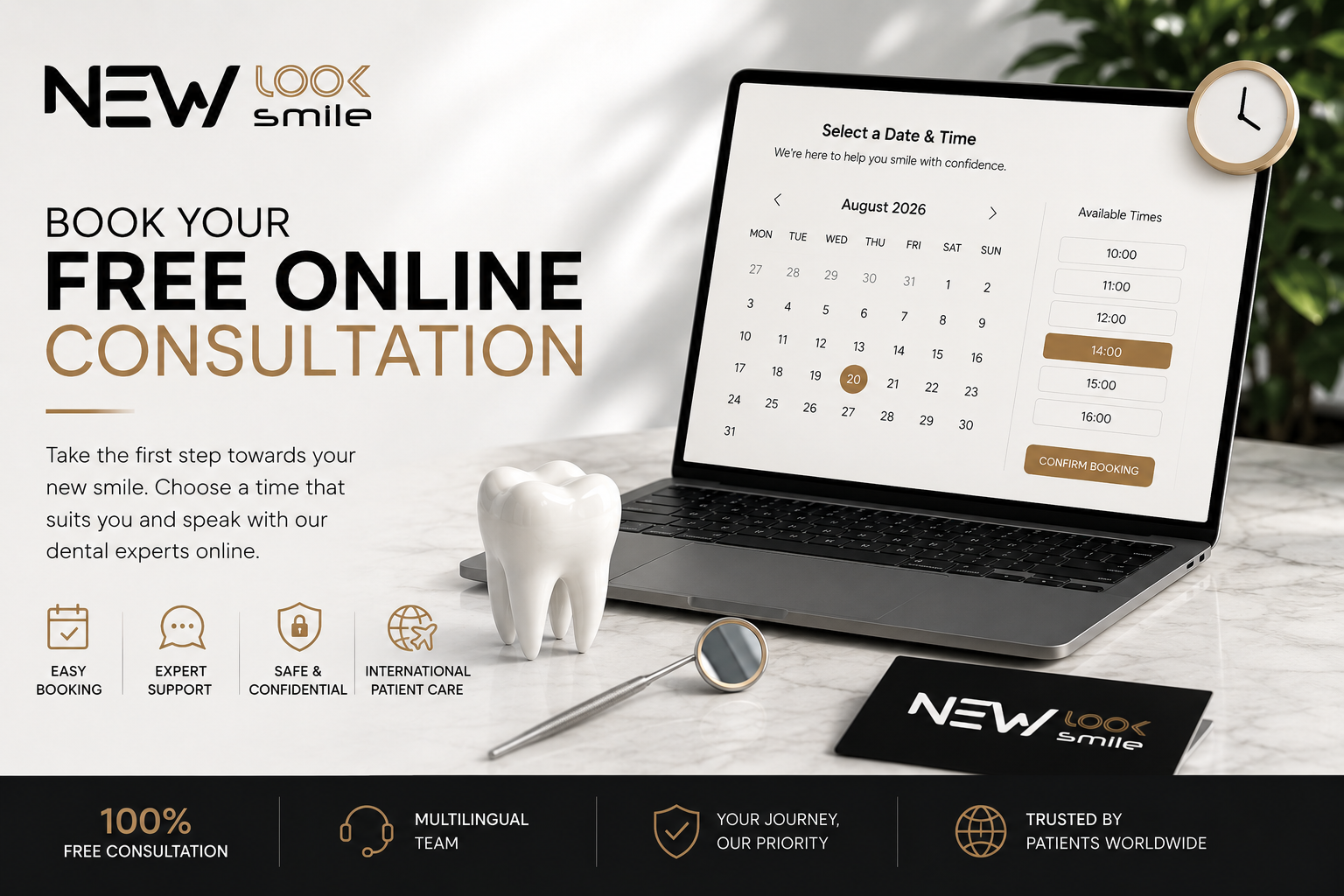 Free online consultation — book a video call with the New Look Smile team