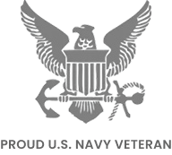 Emblem of eagle with shield and anchor above text proud U.S. Navy veteran.