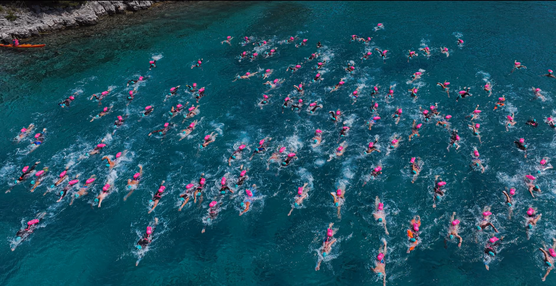 UltraSwim 33.3 #7 Croatia, drone view of the start line