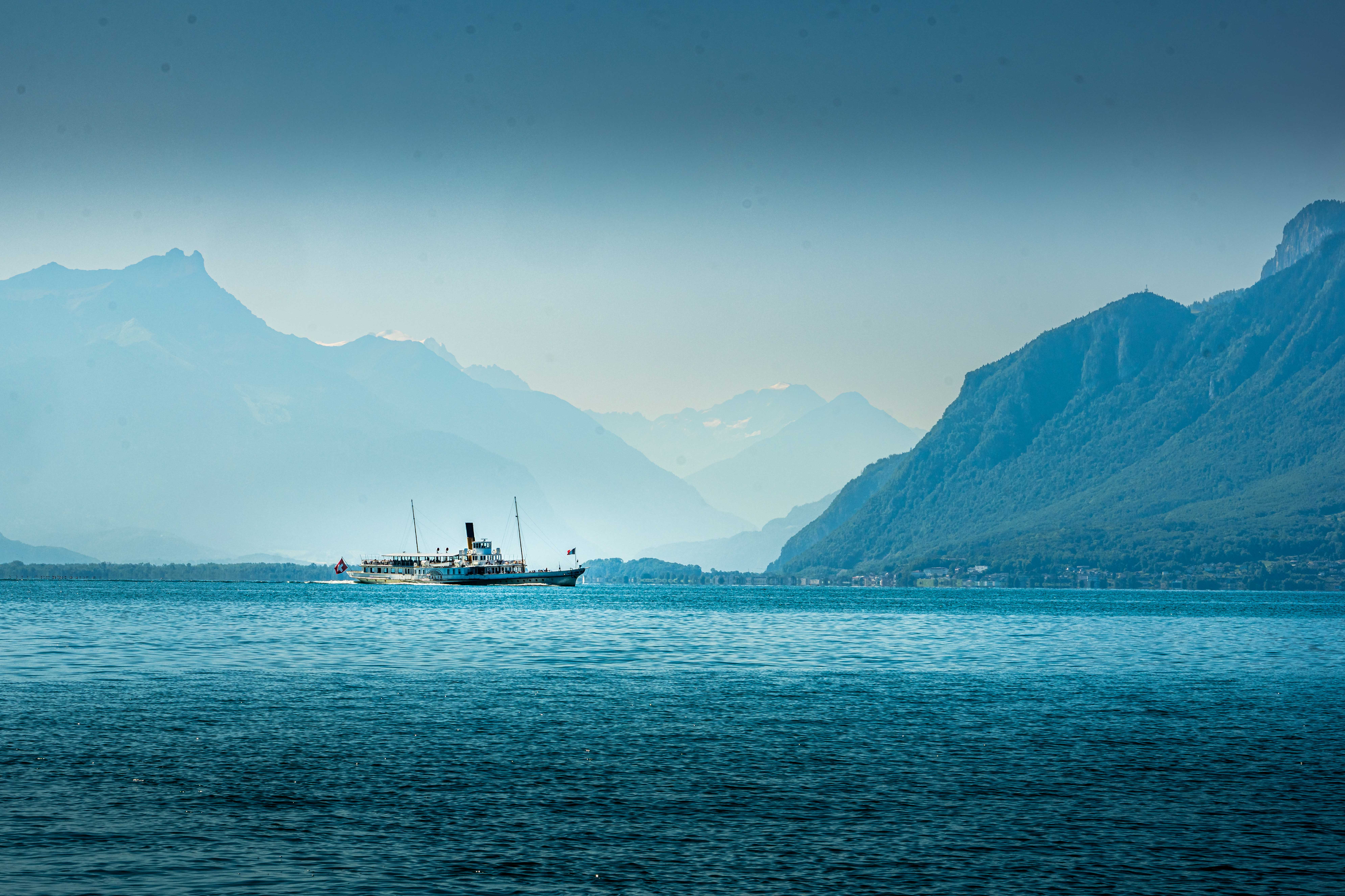UltraSwim 33.3 #14 Switzerland, hazy mountains over Lake Geneva