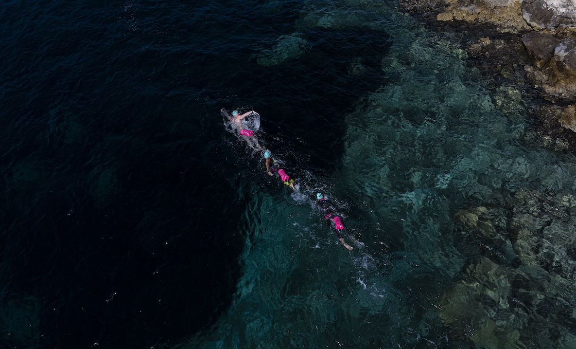 UltraSwim 33.3 #7 Croatia, drone view of two swimmers