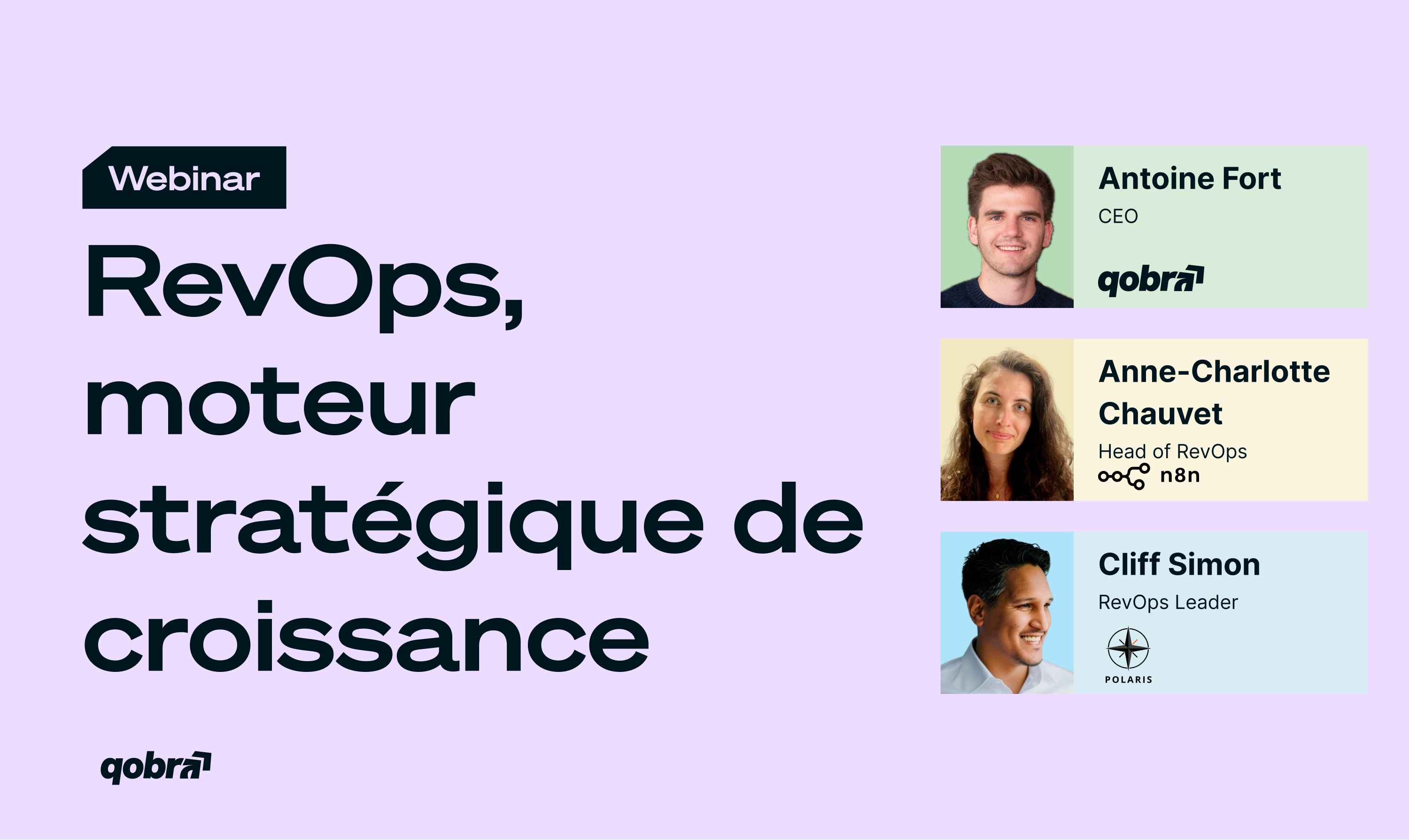 Bannière « Webinar » « RevOps, moteur stratégique de croissance » avec Antoine Fort, A.-C. Chauvet et Cliff Simon