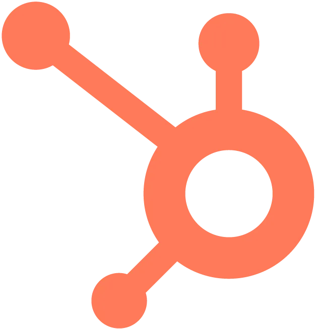 Orange HubSpot logo consisting of a central circle with three connected smaller circles extending from it.