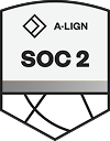 A-LIGN SOC 2 logo with stylized geometric lines below the text.