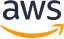 AWS logo with lowercase letters and an orange curved arrow underneath.