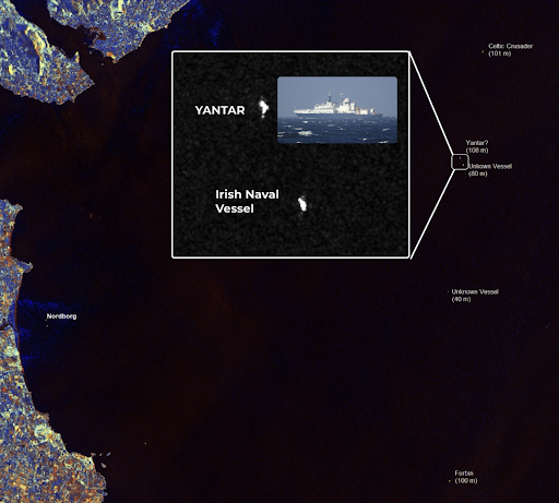 Russian Yantar Ship spotted using SPACEAI AND SAR