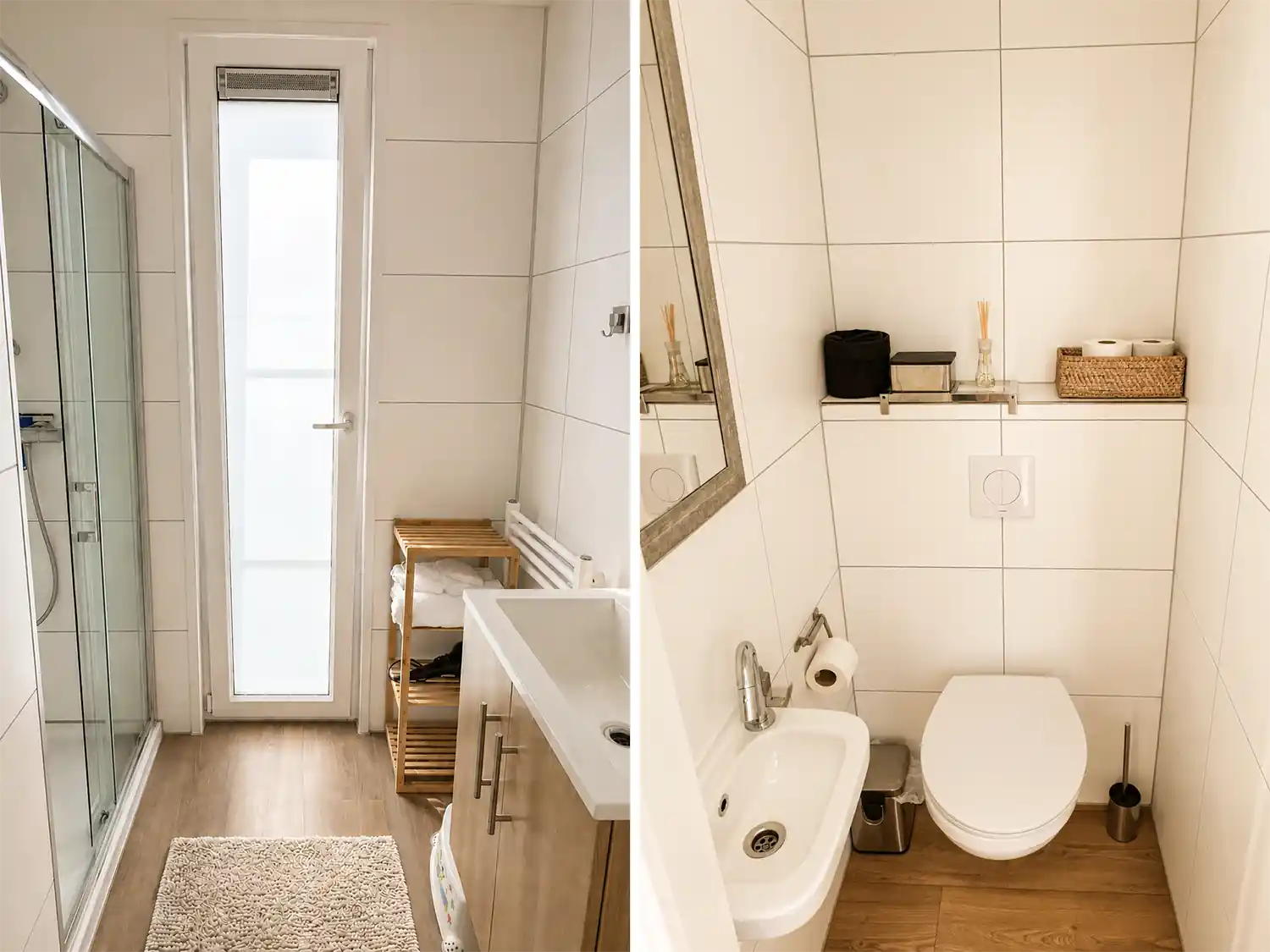 Badezimmer mit Dusche im Ferienhaus Breskens