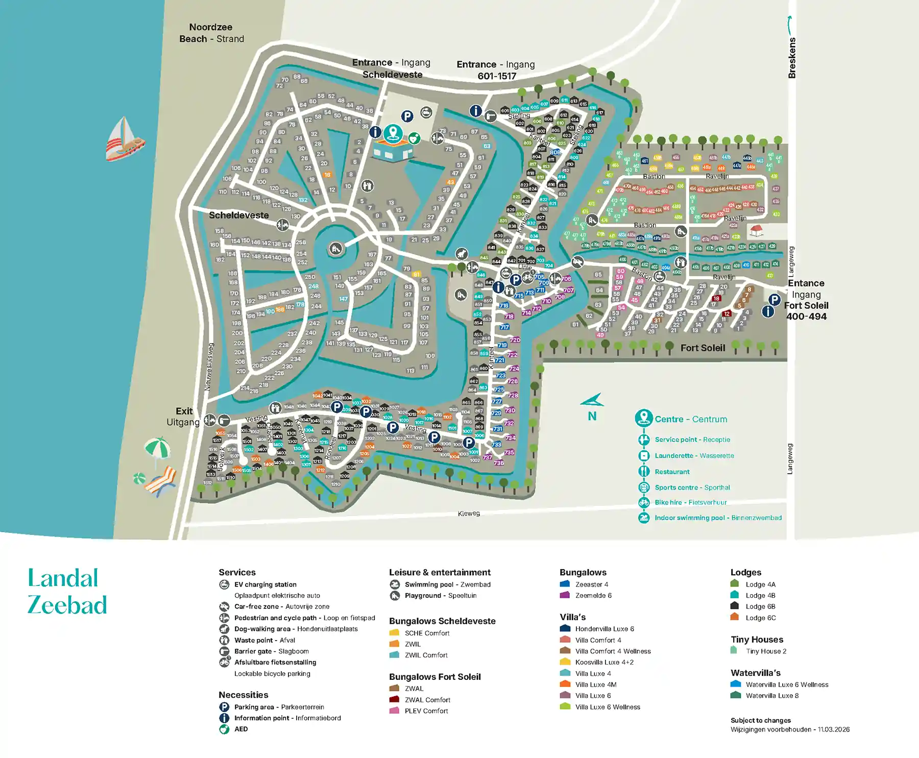 Übersichtskarte Ferienpark Zeebad Breskens mit Scheldeveste und Fort Soleil