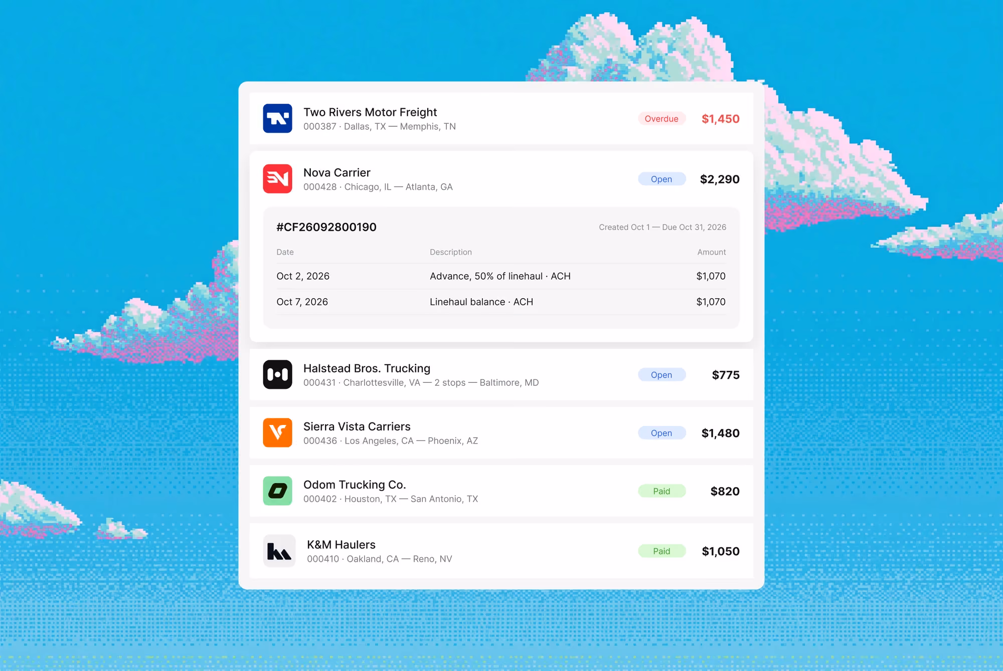 Finance interface