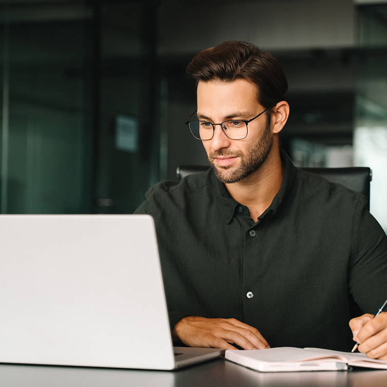 Person working on a laptop