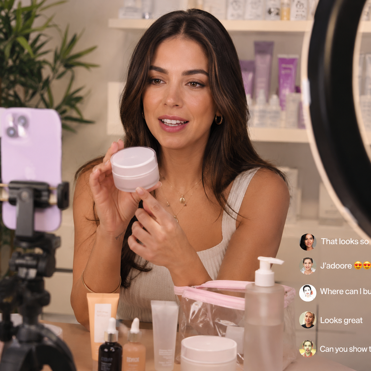 Creator hosting a live shopping session