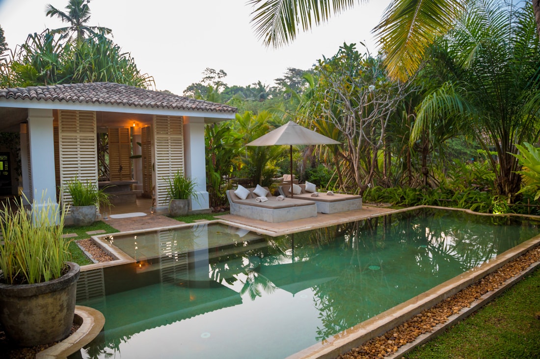 A private garden pool kept to an exacting standard