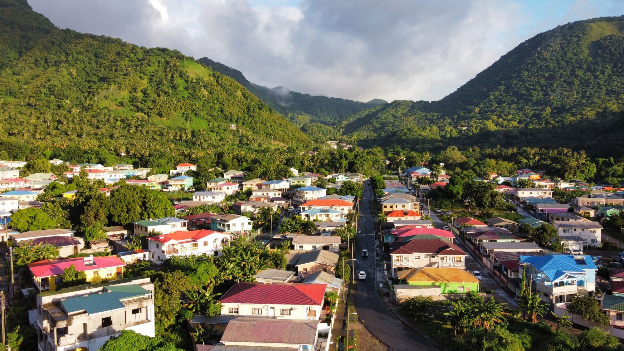 A green valley village in Saint Lucia