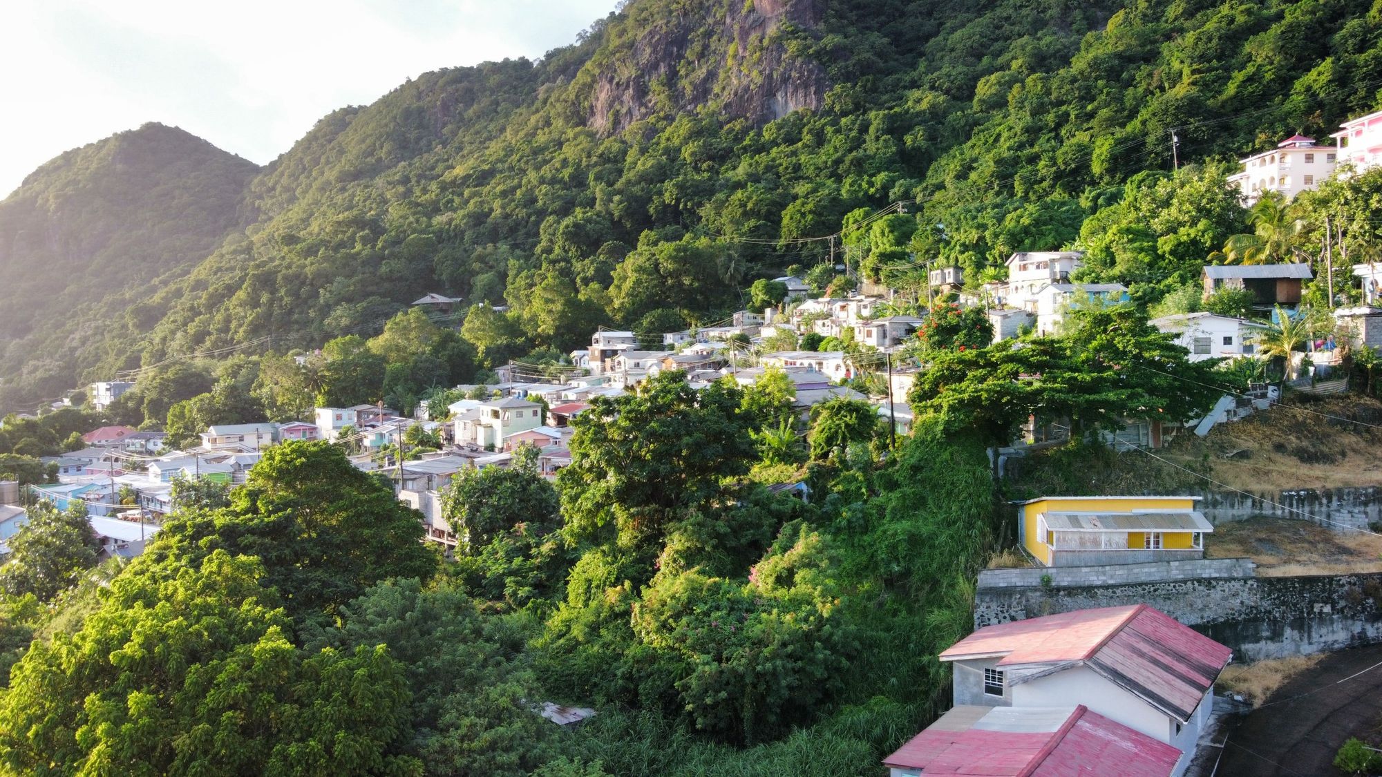 A hillside village above the coast