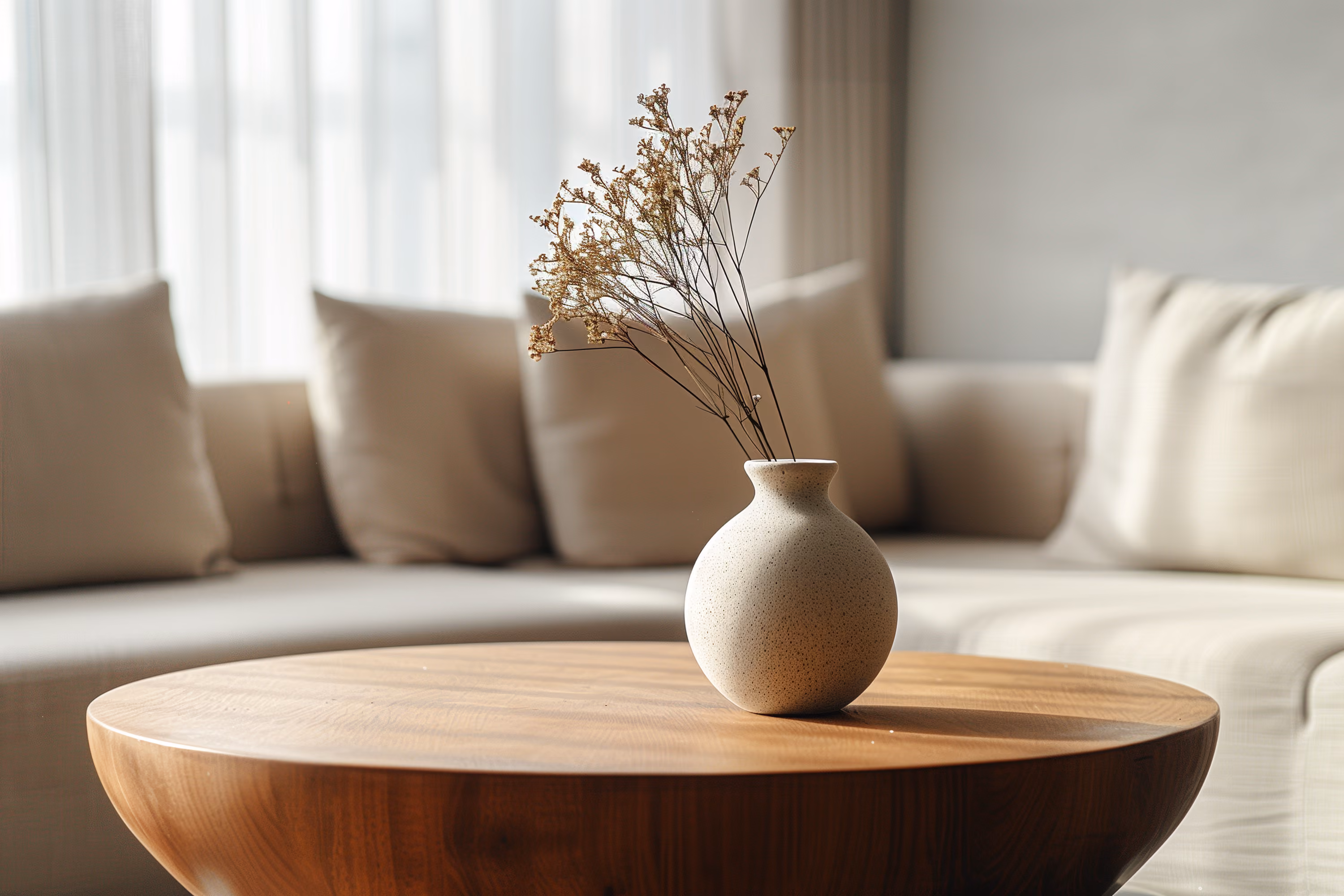 Couch with coffee table stock image