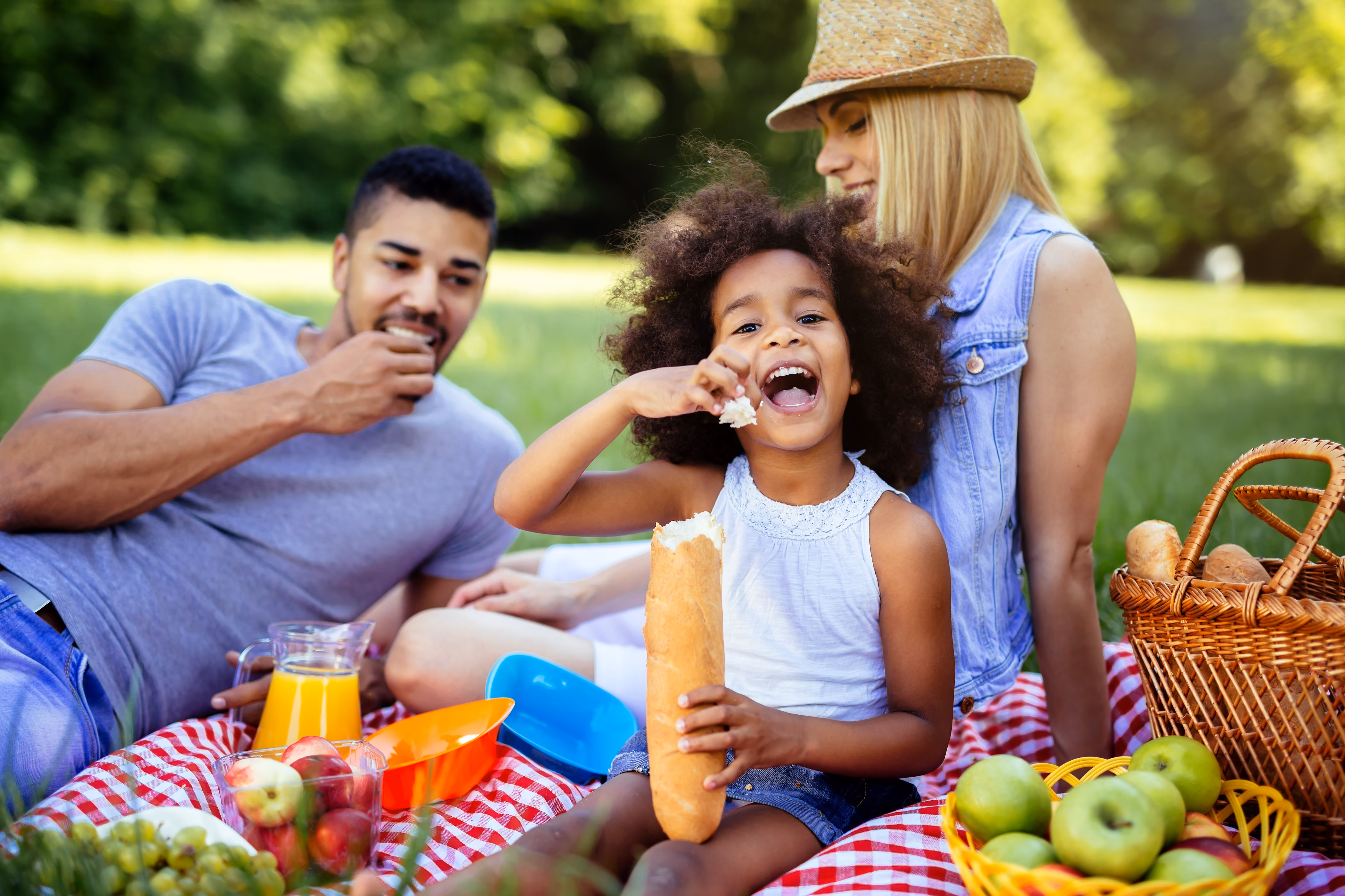 Family at a picnic stock image