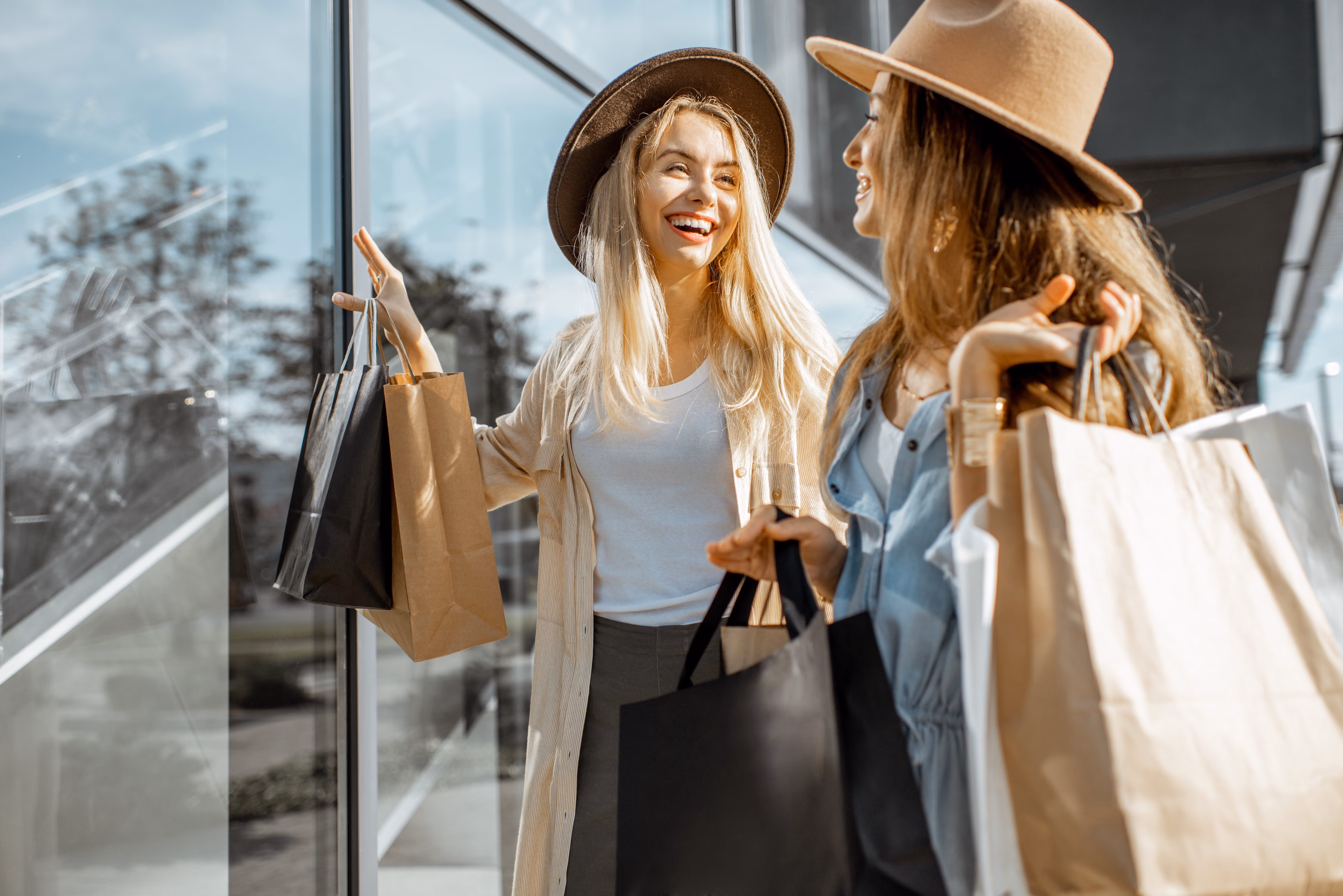 Two women shopping stock image