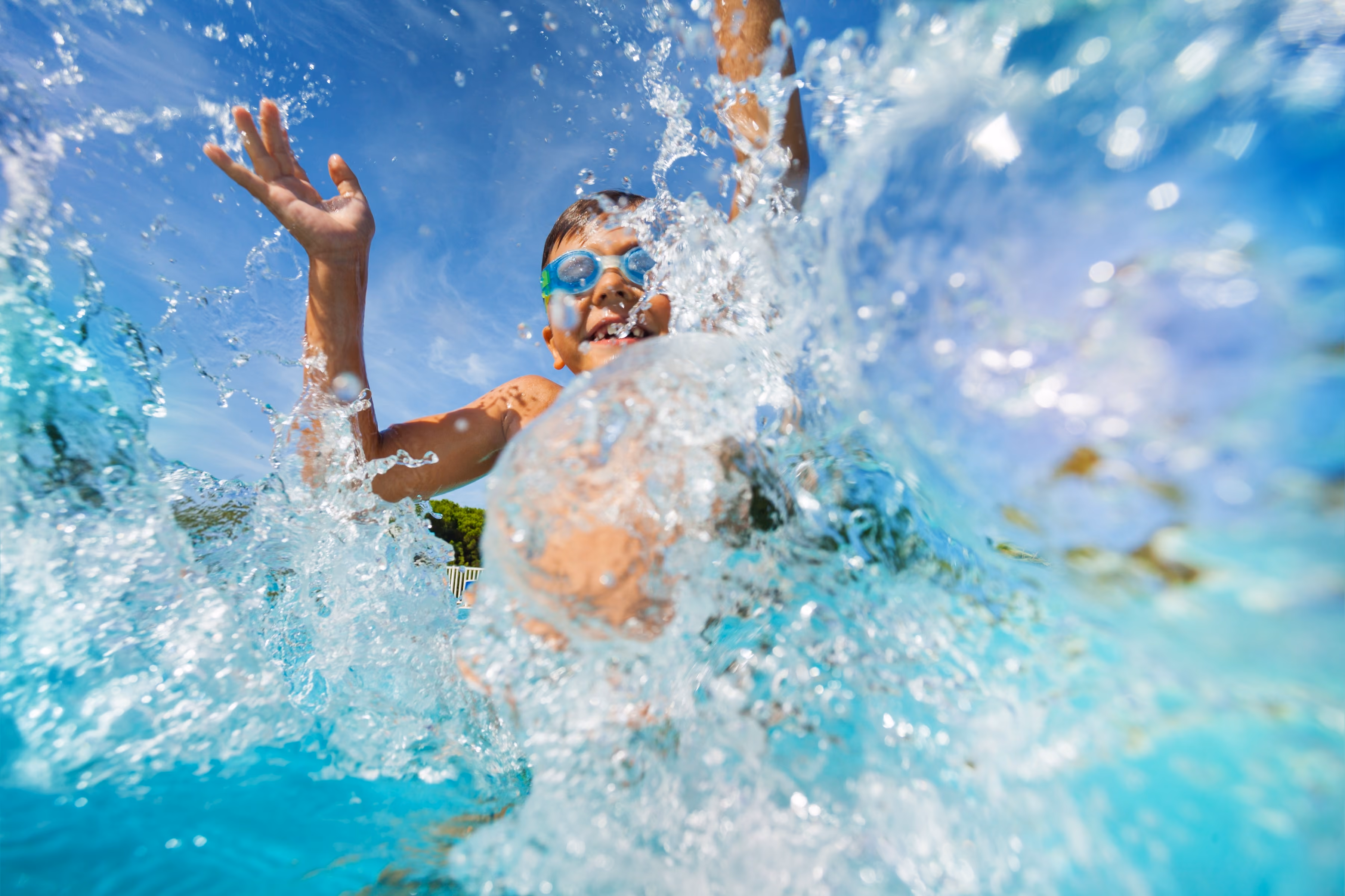 Kids in the pool stock image