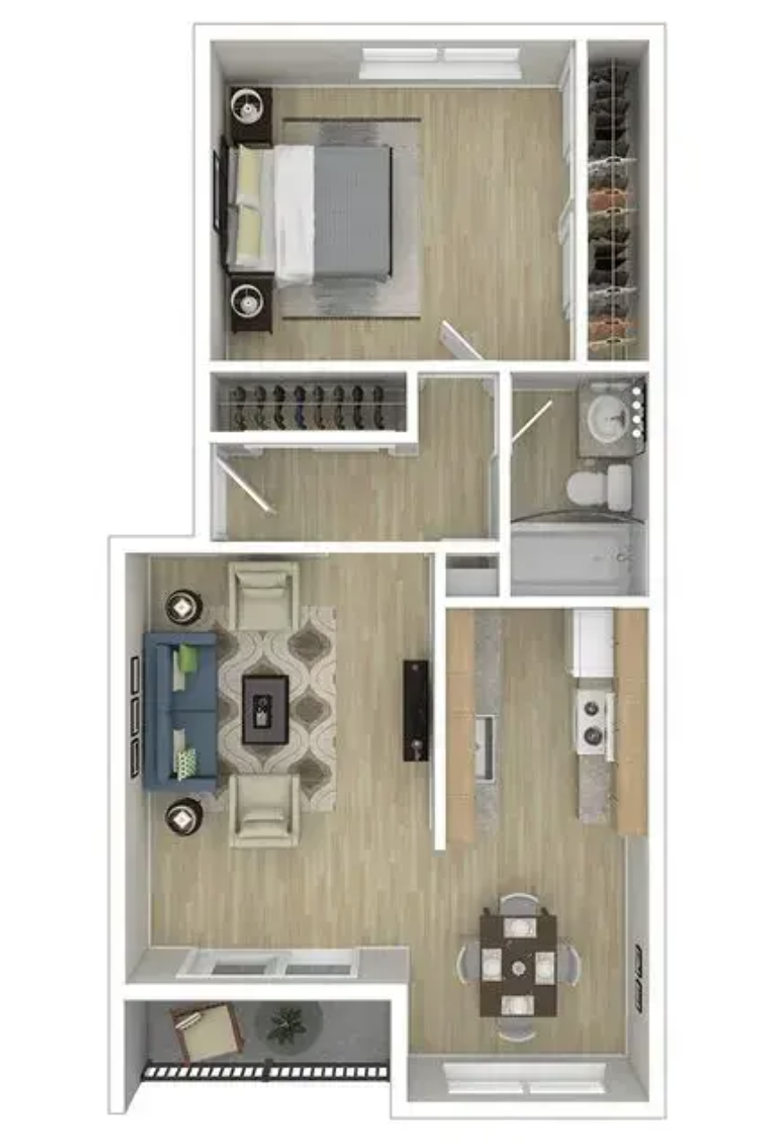 1x1 floor plan