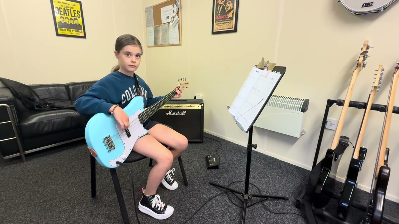 Bass student after 1 year of lessons