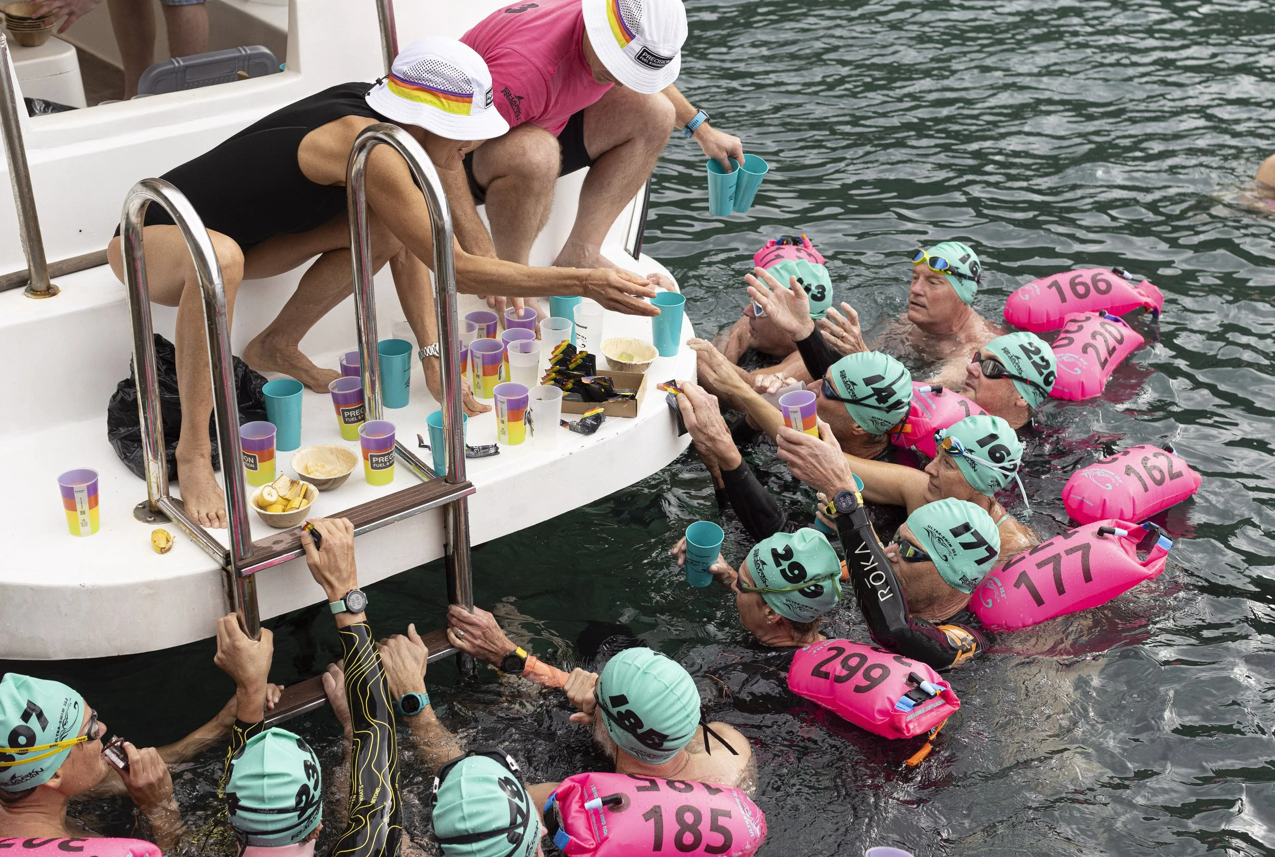 Keeping the swimmers going with Precision Fuel and Hydration carb & electrolyte mix at the feed station of the 10km in #5Montenegro