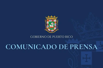 Government of Puerto Rico crest on a blue background with the text “Comunicado de prensa.”