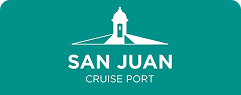 San Juan Cruise Port logo with a white lighthouse icon above the name on a teal background.