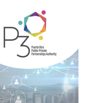 P3 Puerto Rico Public-Private Partnerships Authority logo over a smart city network background.