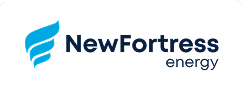 NewFortress Energy logo with a blue stylized emblem and dark navy wordmark on a white background.