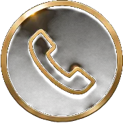 Gold and black phone icon with a handset symbol inside a circular frame.
