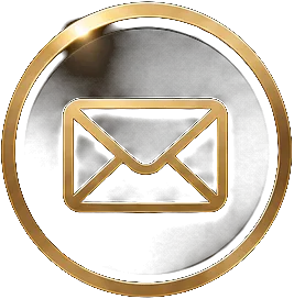 Gold envelope mail icon inside a gold circle with shiny black background.