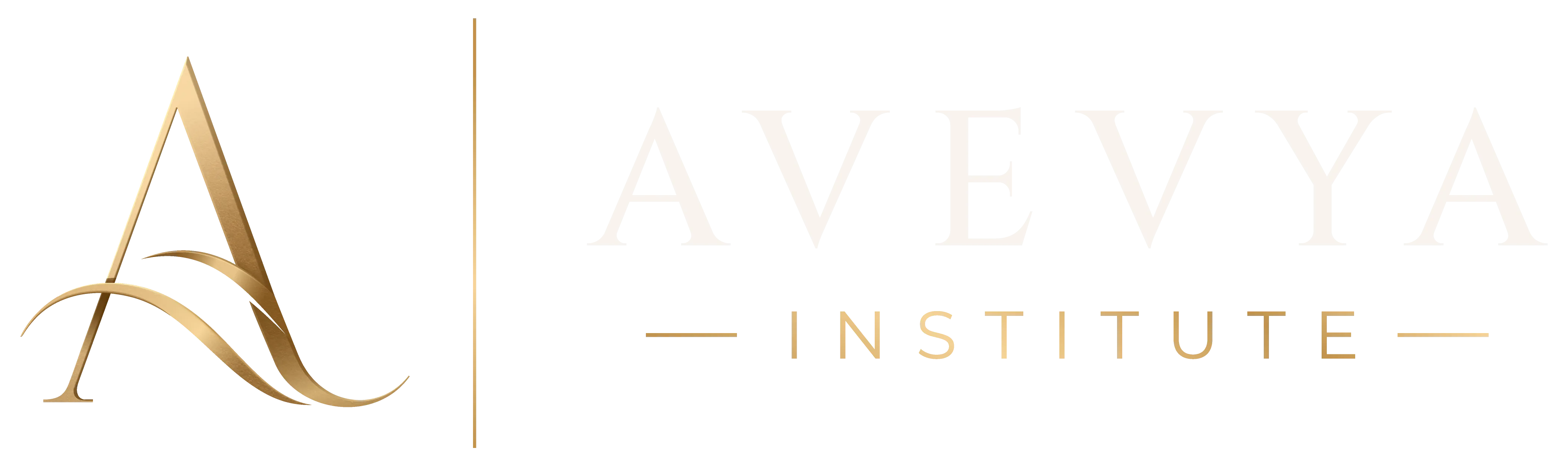 A stylized gold letter A next to the words Aveyya Institute in light and gold text.